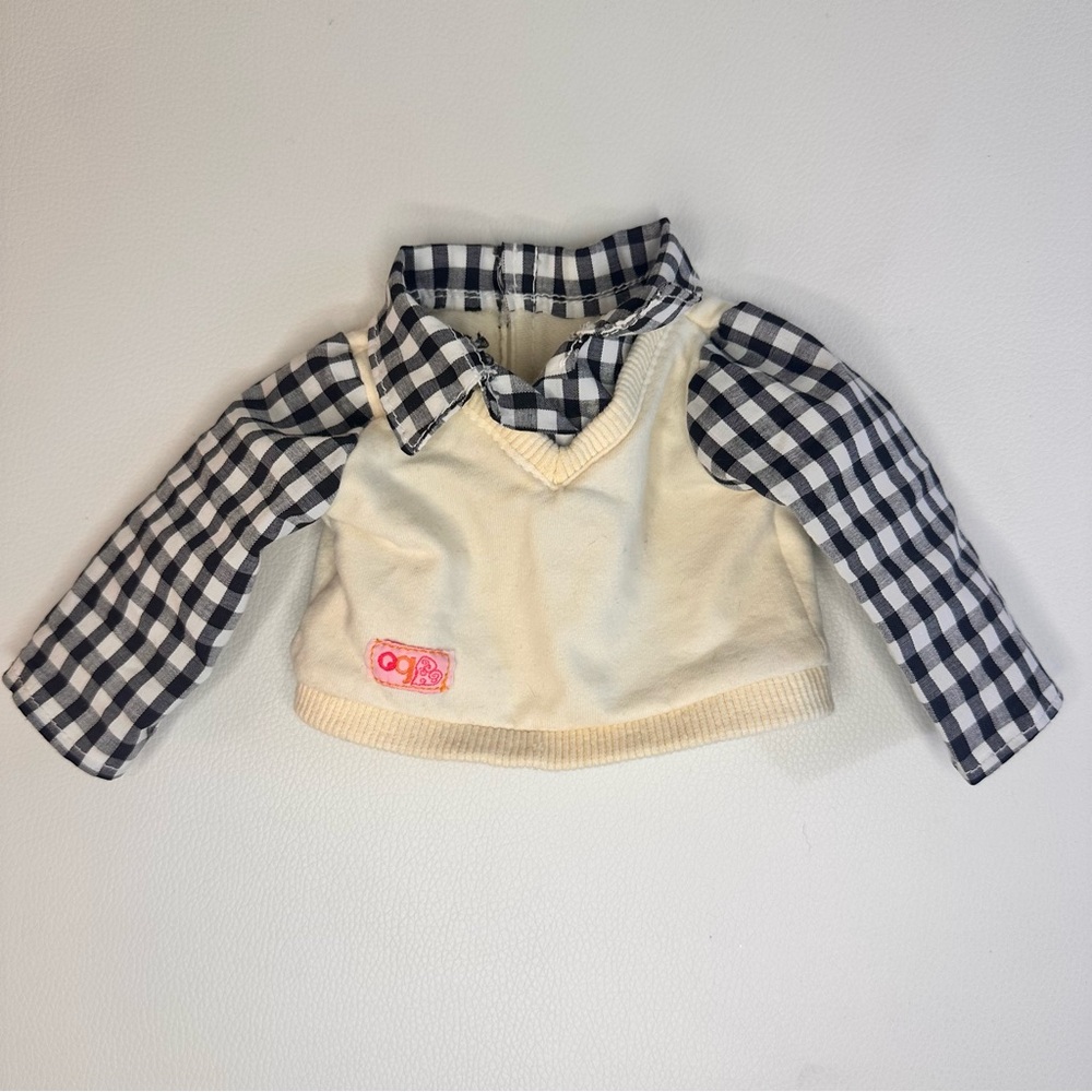Our Generation Doll Top – Plaid Shirt + Sweater Vest Combo